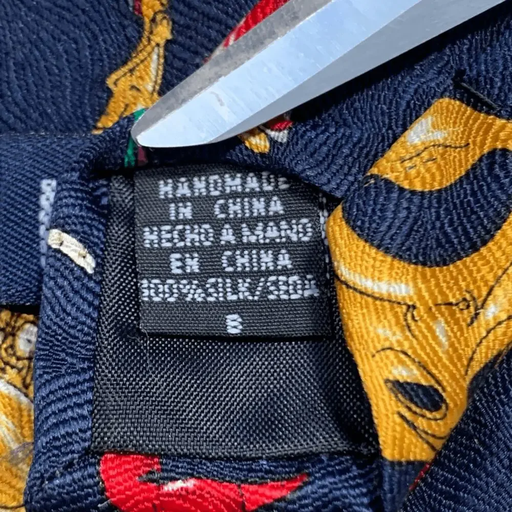 Vintage New Orleans Jazz Music Mardi Gras Silk Tie Navy Novelty Print Travel
